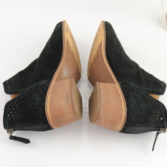Susina Womens Blakely Boot Size 9.5 Black Suede Perforated Block Heel Bootie - Picture 6 of 12